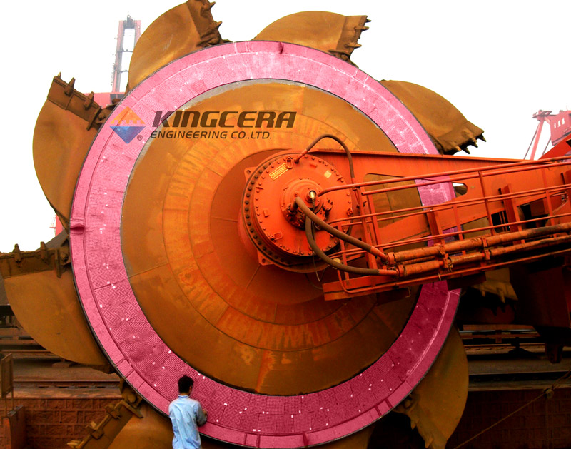 Z6尊龙耐磨陶瓷应用于斗轮机圆盘